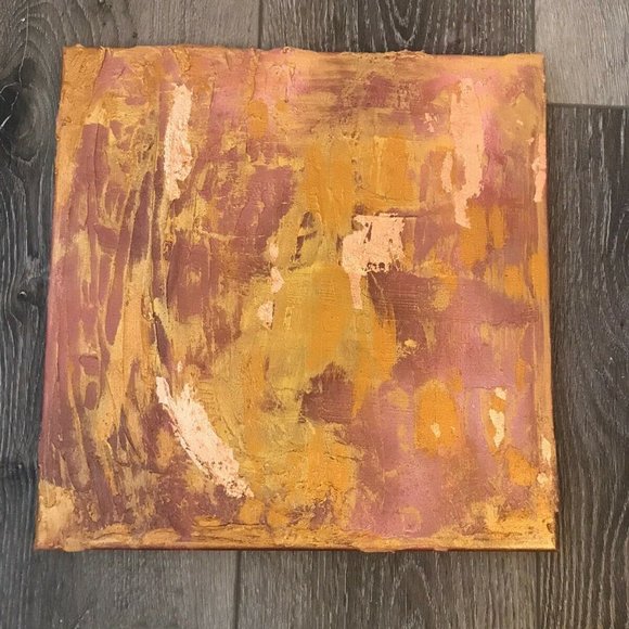 Small 12x12 Textured Pink Rose Gold Abstract Paint - Picture 7 of 8